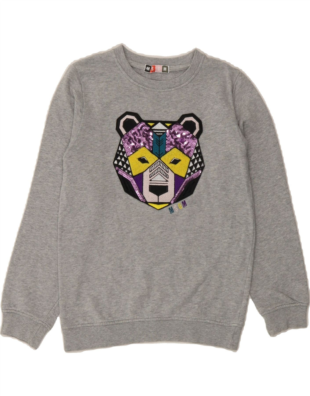 MSGM Girls Graphic Sweatshirt Jumper 9-10 Years Grey Cotton Vintage MSGM and Second-Hand MSGM from Messina Hembry 