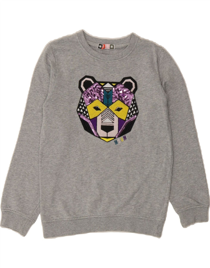 MSGM Girls Graphic Sweatshirt Jumper 9-10 Years Grey Cotton Vintage MSGM and Second-Hand MSGM from Messina Hembry 