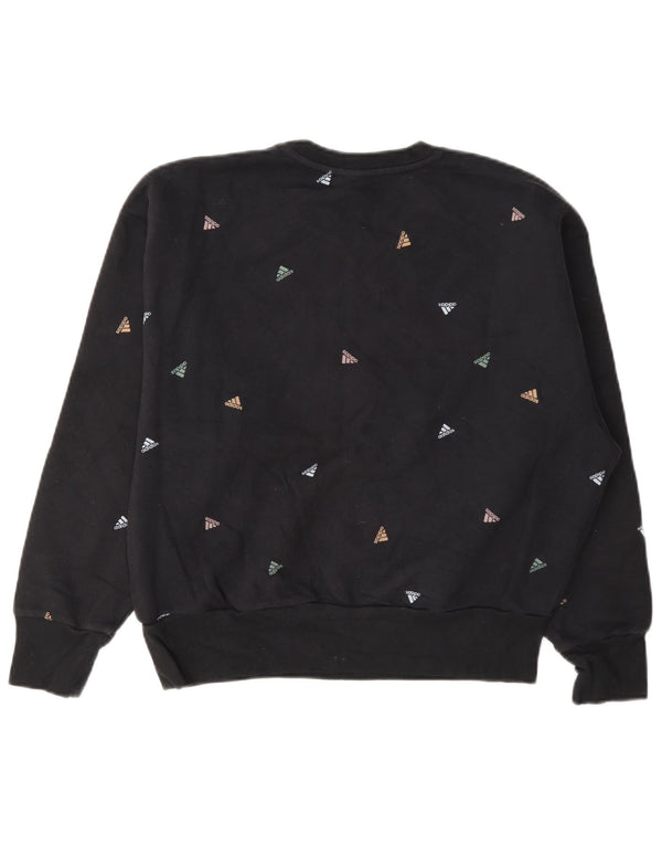 Adidas Womens Graphic Sweatshirt Jumper UK 14 Large Black Cotton