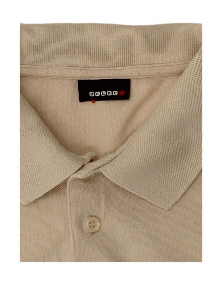 BELFE Mens Polo Shirt Large Beige