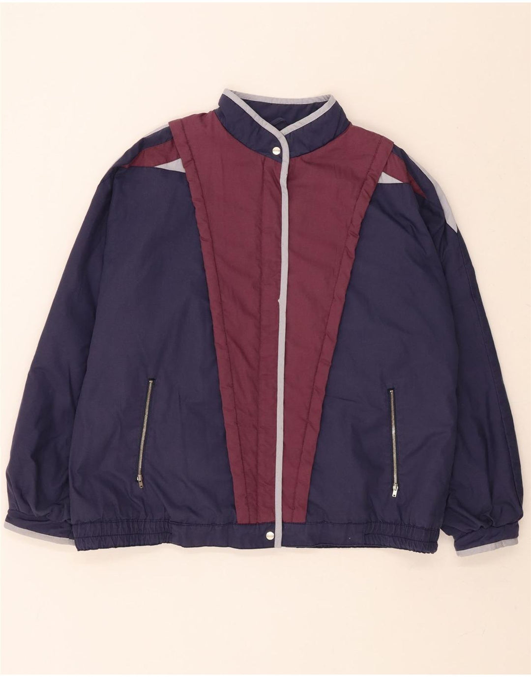 GIL BRET Womens Oversized Bomber Jacket EU 38 Medium Navy Blue Colourblock Vintage Gil Bret and Second-Hand Gil Bret from Messina Hembry 