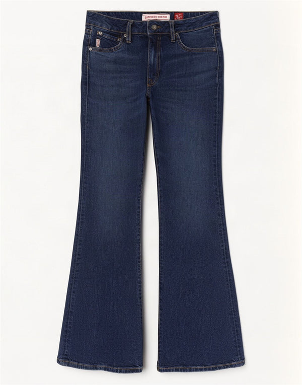 Vaqueros Superdry Mujer Acampanados W28 L32 Algodón Azul Marino