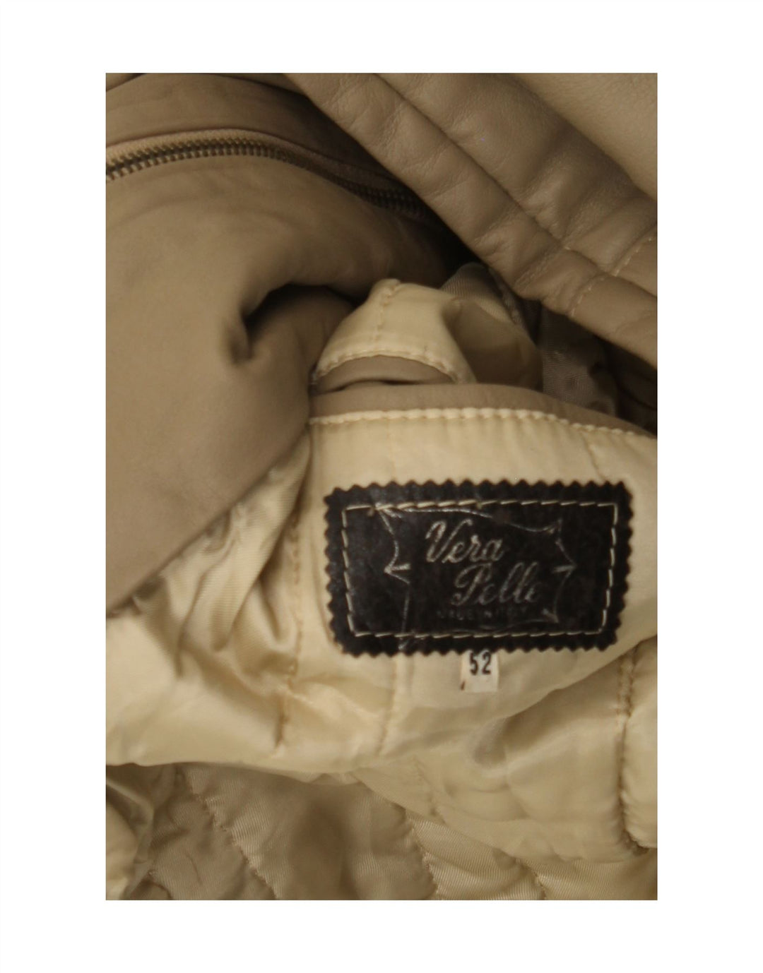 VINTAGE Mens Leather Jacket IT 52 XL Beige Leather