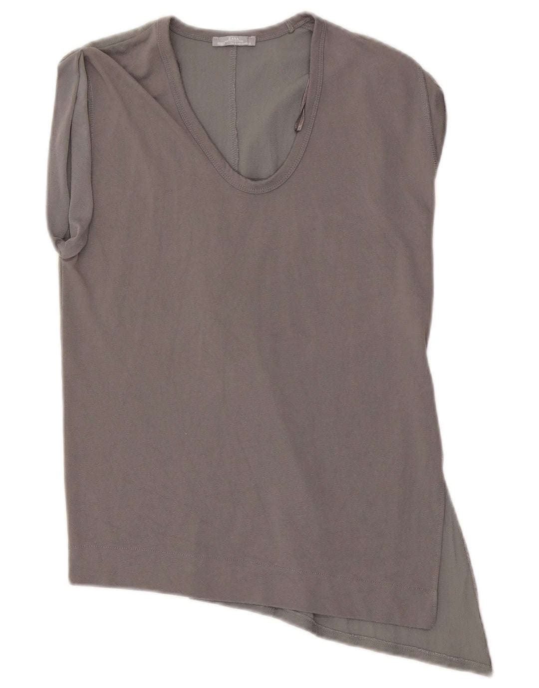 Zara Womens Asymmetric Blouse Top UK 10 Small Grey Viscose