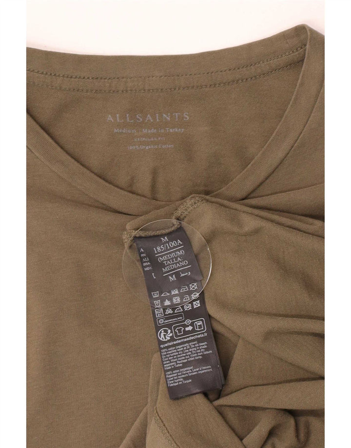 All Saints Mens Regular Fit T-Shirt Top Medium Green Cotton