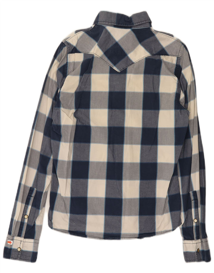 HOLLISTER Mens Shirt Small Navy Blue Gingham Cotton