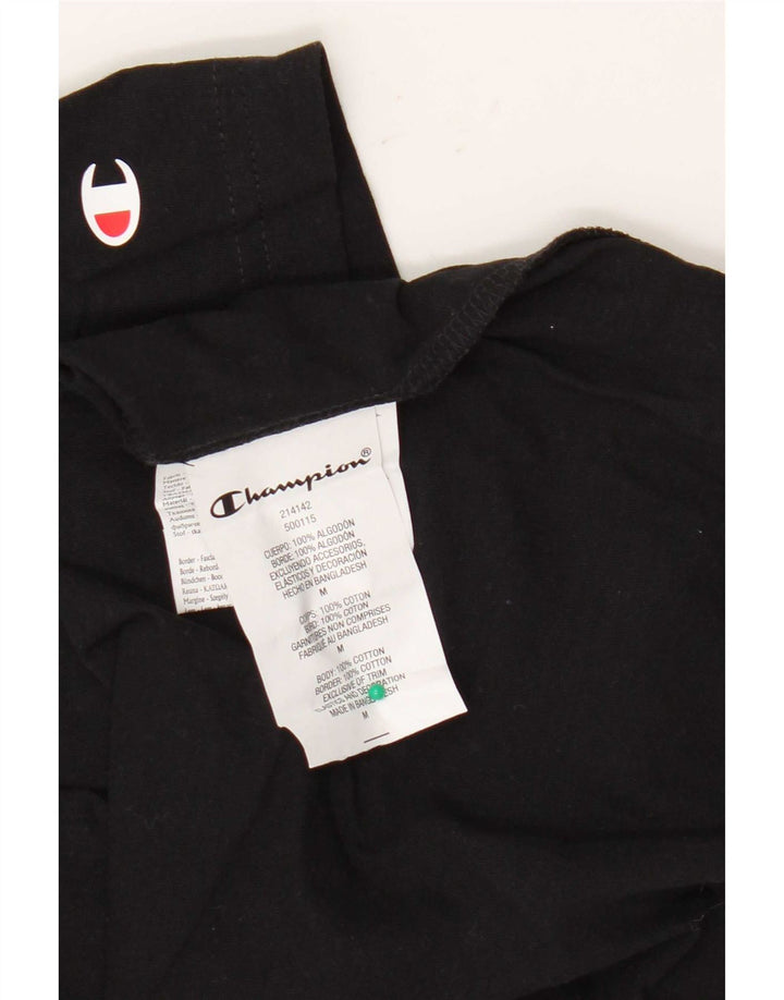 Champion Herre Grafisk T-Shirt Top Medium Sort Bomuld