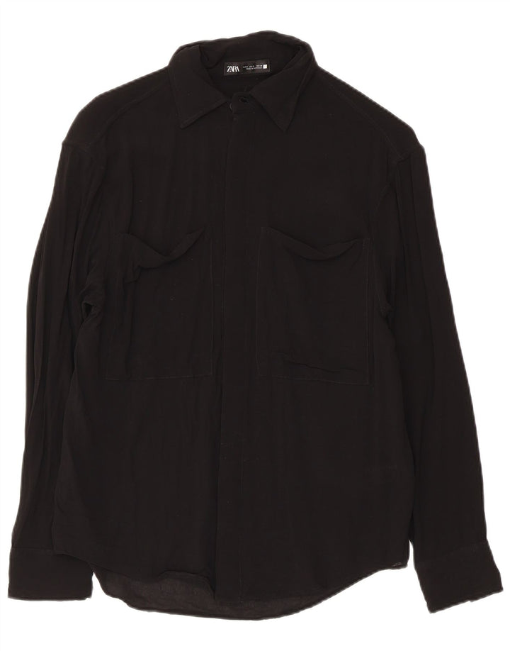 Zara Mens Shirt Small Black Viscose