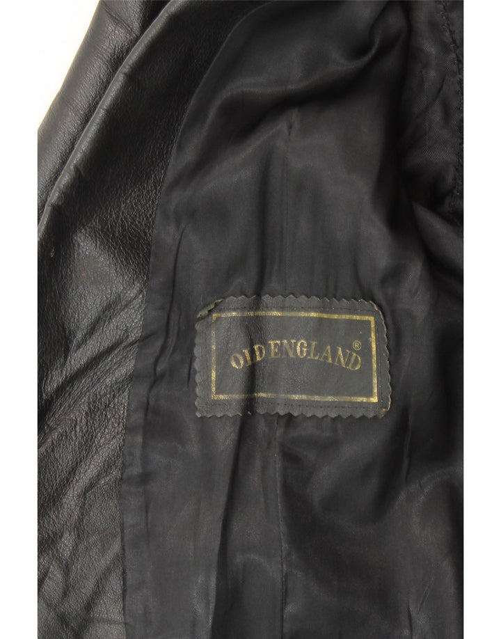 OLD ENGLAND Mens Leather 2 Button Blazer Jacket UK 38 Medium Black