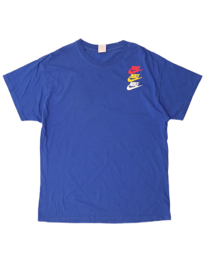 NIKE Mens Graphic T-Shirt Top Large Blue Cotton