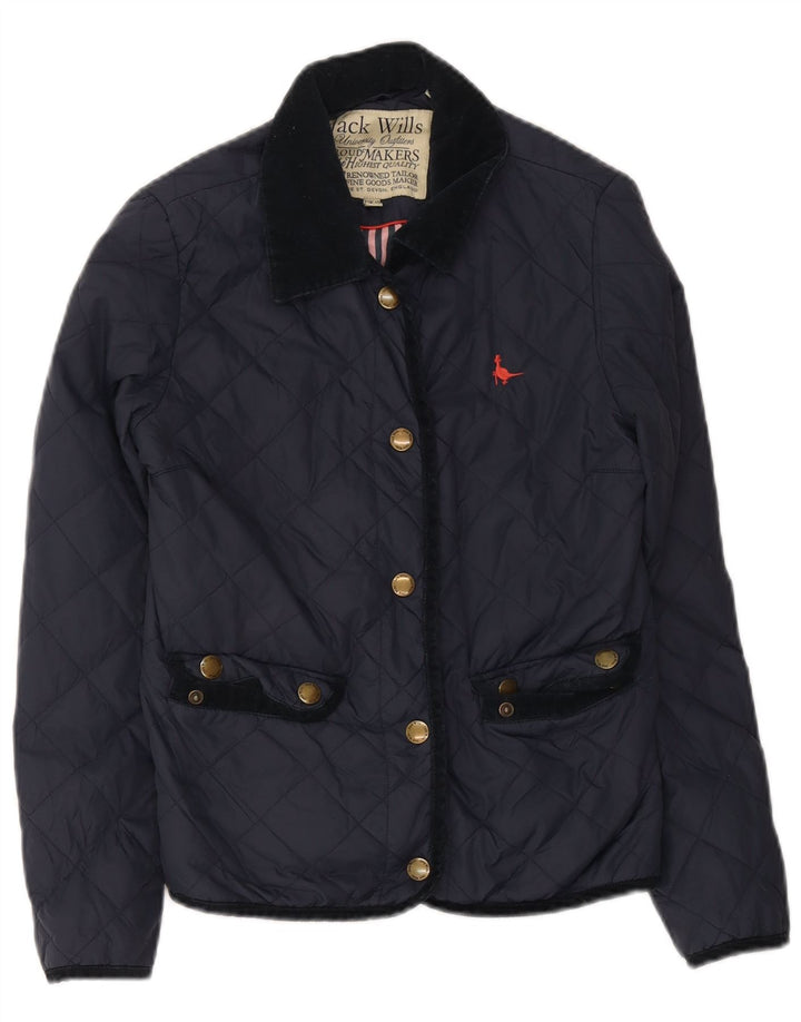 Jack Wills Womens Quilted Jacket UK 10 Small Navy Blue Nylon