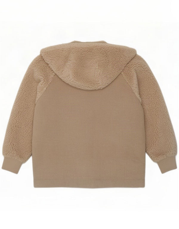 Topshop Giacca da donna in pile con cappuccio in velluto a coste UK 12 Poliestere beige medio
