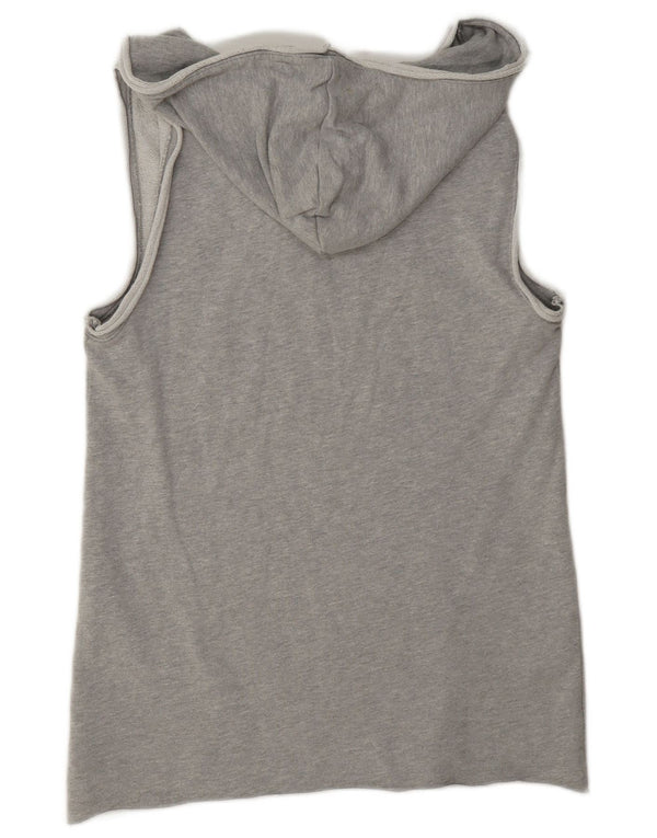 Adidas Mens Graphic Sleeveless Hoodie Jumper UK 38 Small Grey Cotton