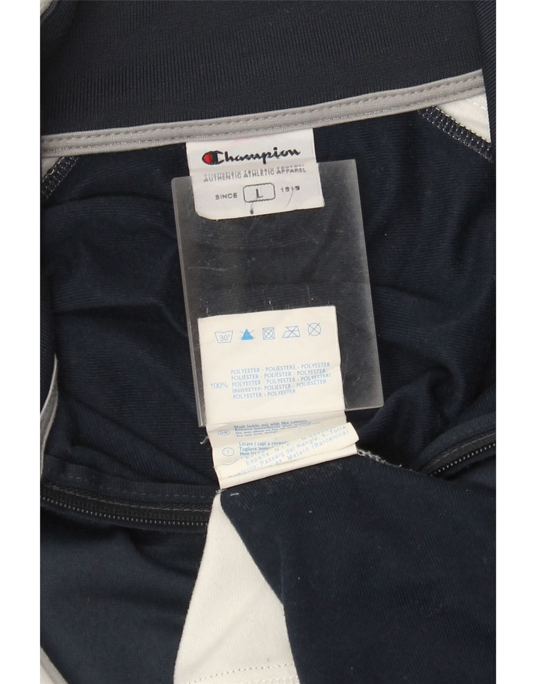 Champion Mens Tracksuit Top Jacket Large Navy Blue Colourblock Polyester