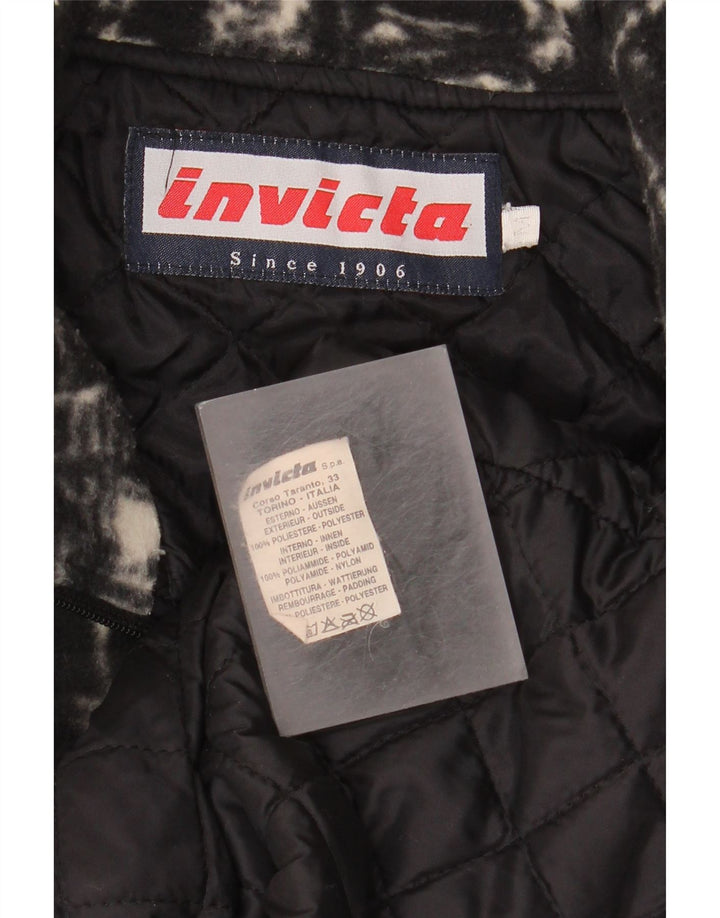 Invicta Mens Fleece Jacket UK 38 Medium Black Geometric Polyester