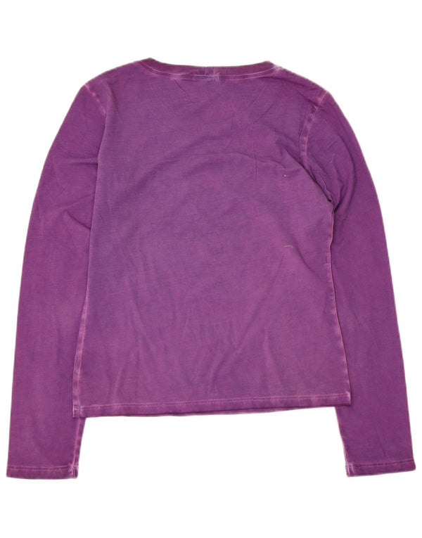 Iceberg Womens Graphic Top Langarm UK 14 Large Lila Baumwolle