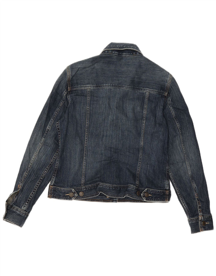 Eddie Bauer Womens Crop Denim Jacket UK 14 Medium Blue Cotton