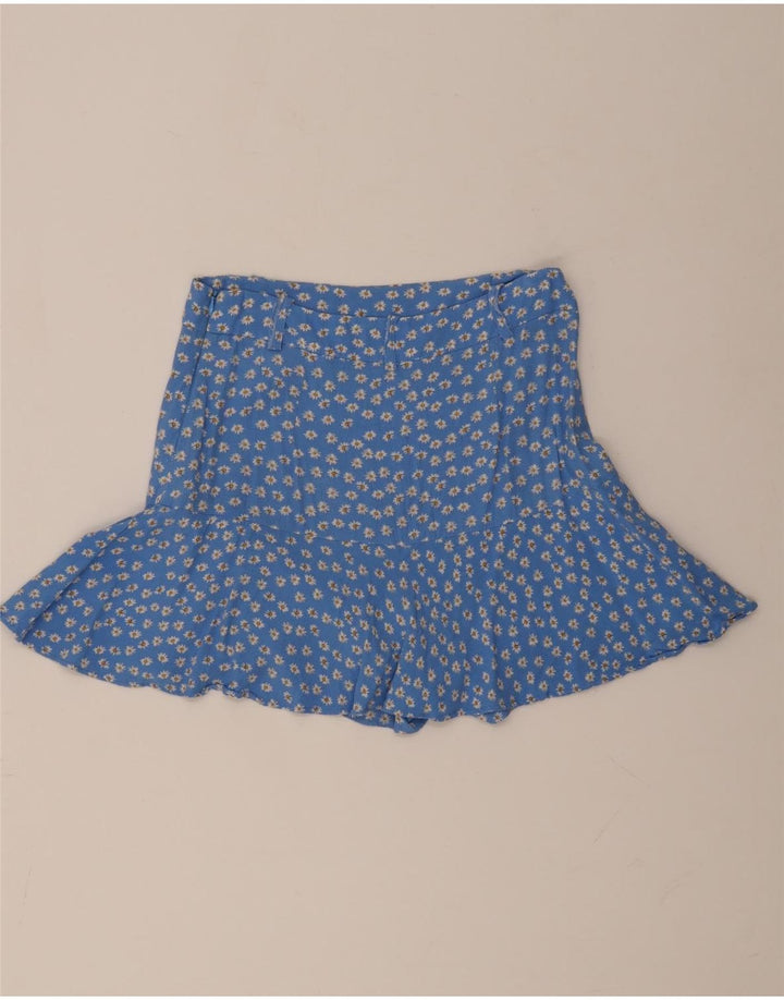 Zara Womens Mini Skirt Medium W28  Blue Floral Viscose