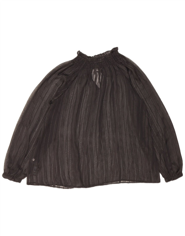 Marks & Spencer Womens Oversized Long Sleeve See Through Top UK 6 XS Black