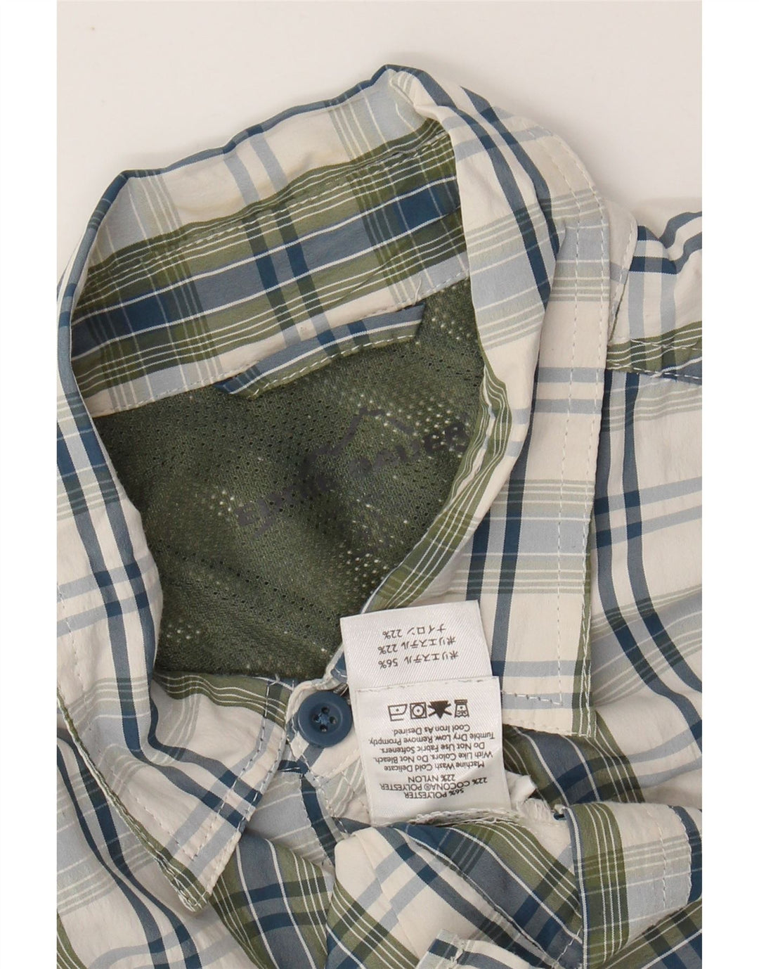 EDDIE BAUER Mens Short Sleeve Shirt Medium Khaki Check Polyester