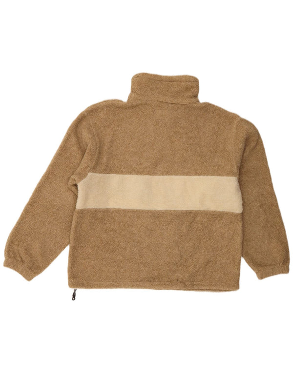 Canadiens Mens Zip Neck Fleece Jumper Small Brown Colourblock Polyester