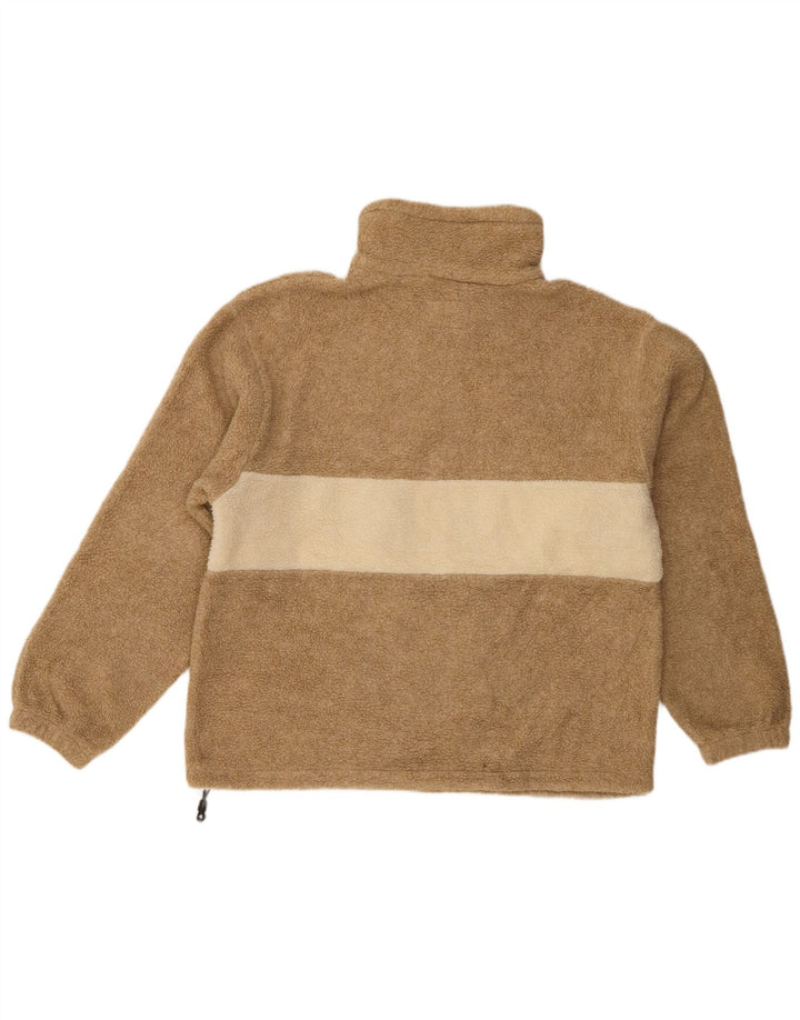 Canadiens Mens Zip Neck Fleece Jumper Small Brown Colourblock Polyester