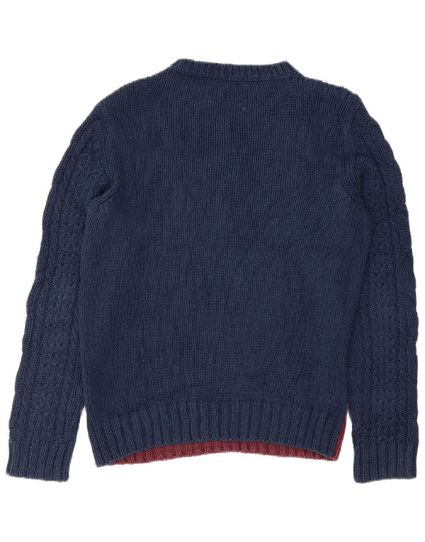Diesel Herre Boat Neck Jumper Sweater Large Navy Blue Colourblock Bomuld