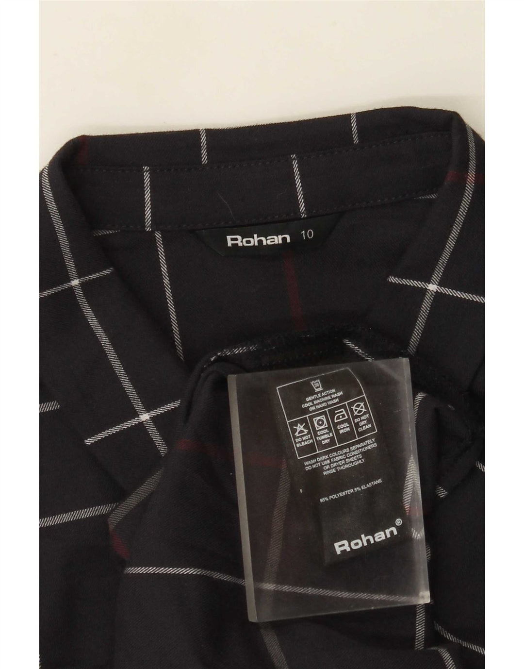 Camisa feminina Rohan UK 10 poliéster xadrez azul marinho pequeno