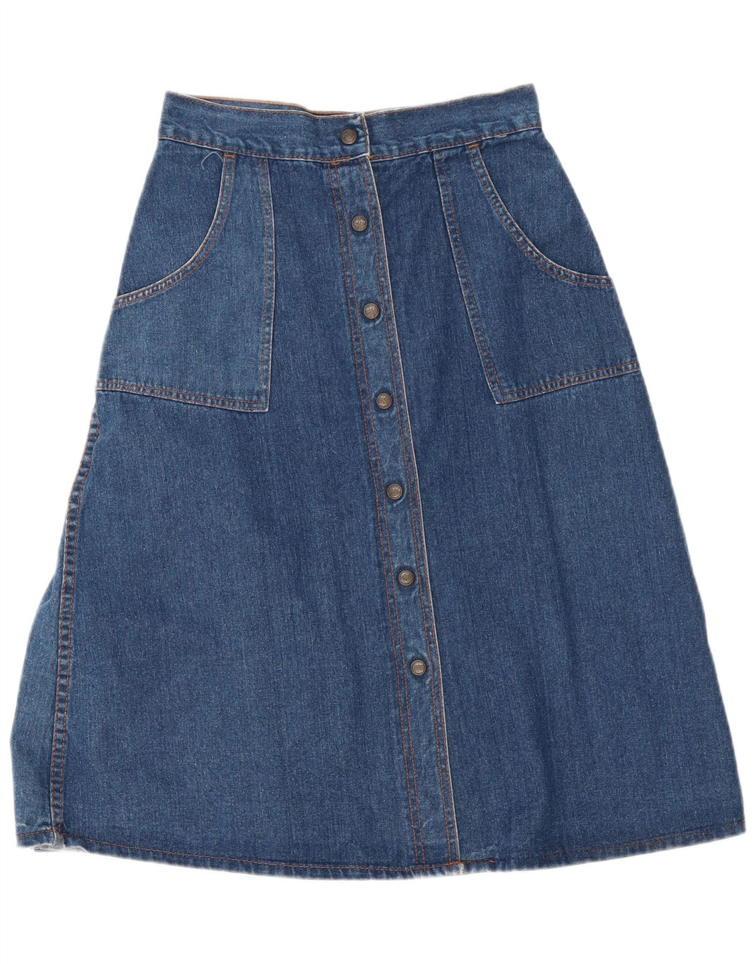 vintage Femmes Maxi Denim A-Line Jupe W28 Bleu Moyen