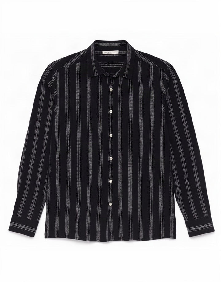 Chemise Zara Homme Coton Rayé Bleu Marine Moyen
