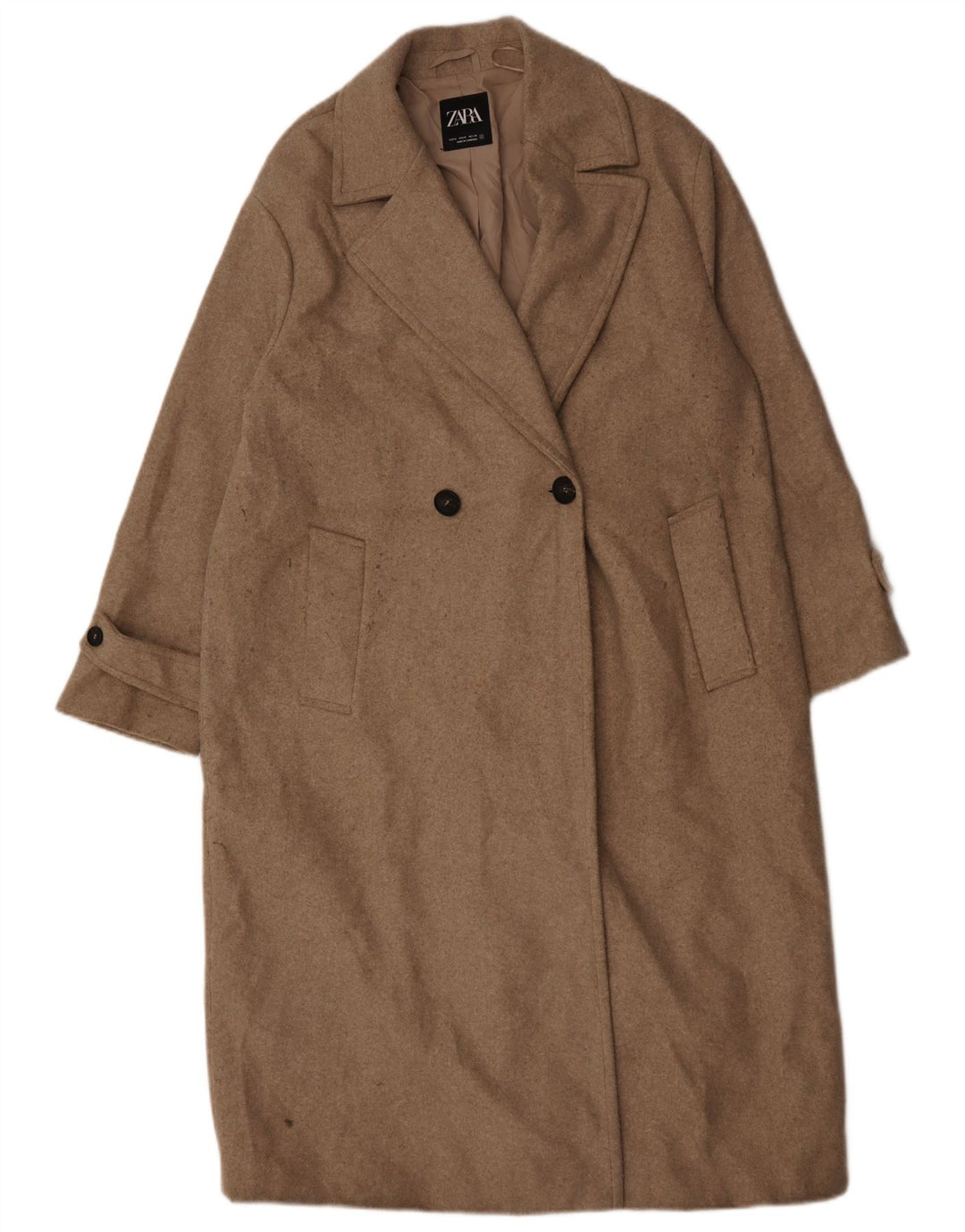 Cappotto doppiopetto oversize da donna Zara UK 16 Poliestere beige medio