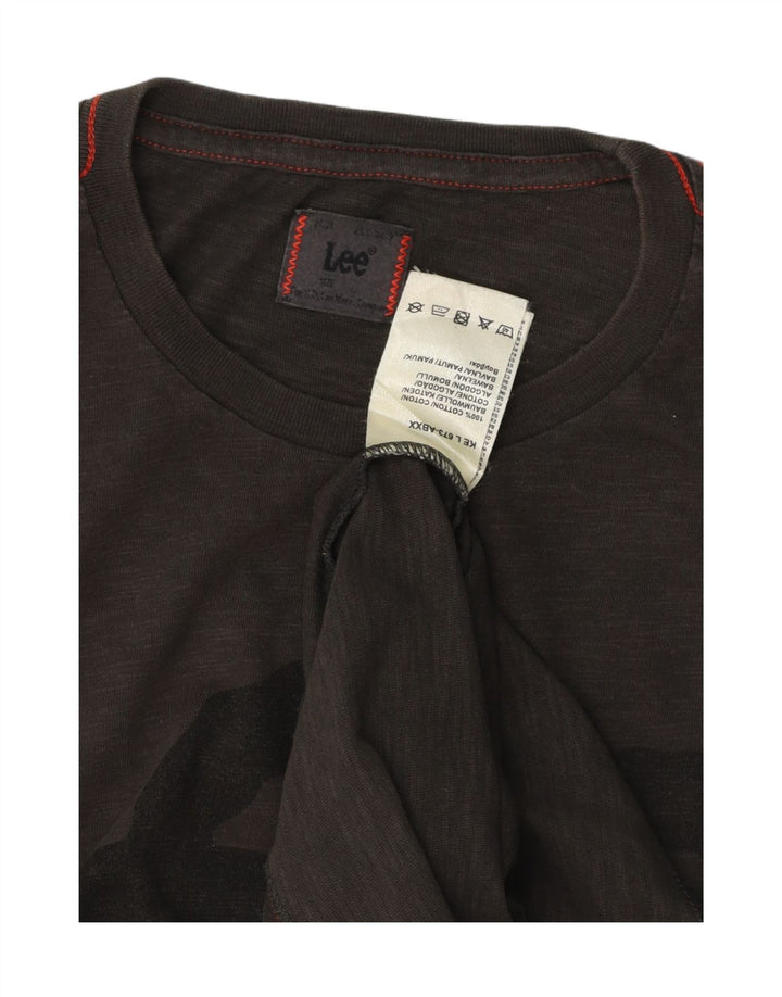 LEE Mens Graphic T-Shirt Top Large Grey Cotton Vintage Lee and Second-Hand Lee from Messina Hembry 