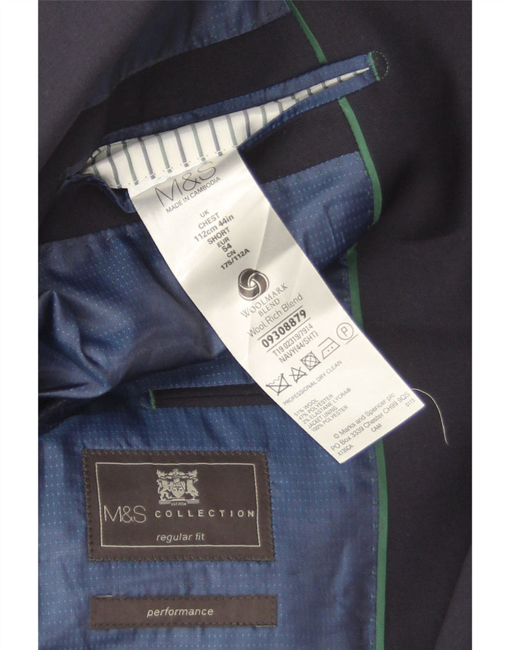 Marks & Spencer Herre 2-knaps blazerjakke EU 54 2XL Marineblå Uld