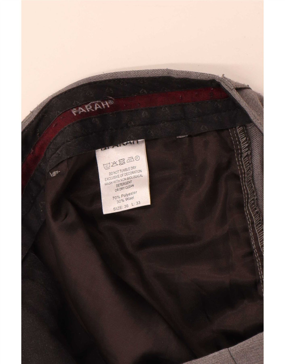 Farah Herren-Anzughose, gerade, W36, L33, grau, Polyester