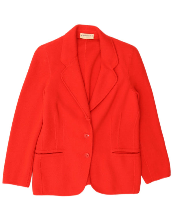 vintage Femme Tricot 2 Bouton Blazer Veste UK 14 Cachemire Rouge Moyen