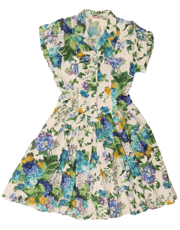 Abito a trapezio da donna Express UK 14 grande motivo floreale bianco