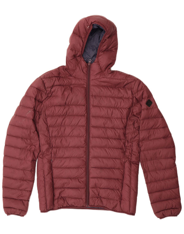 Schott Mens Hooded Padded Jacket UK 40 Large Burgundy Nylon