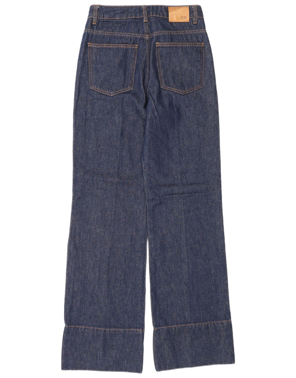 Zara Jean taille haute jambe large pour femme EU 34 2XS W24 L32 Bleu marine