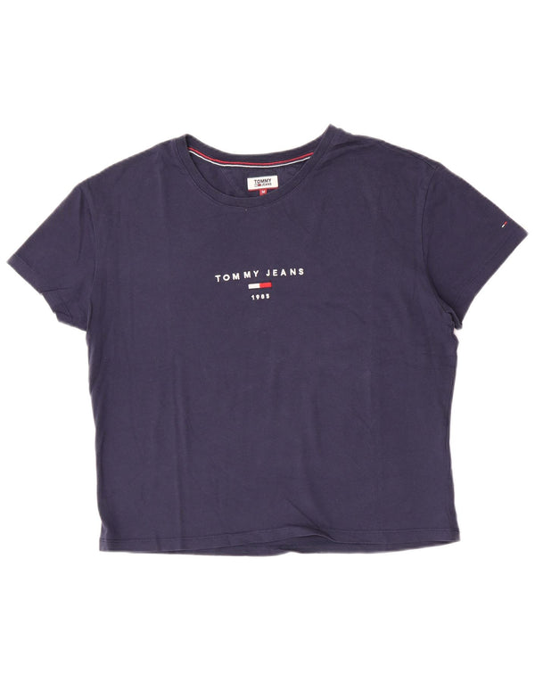 T-shirt grafica da donna Tommy Hilfiger Top UK 12 cotone medio blu navy