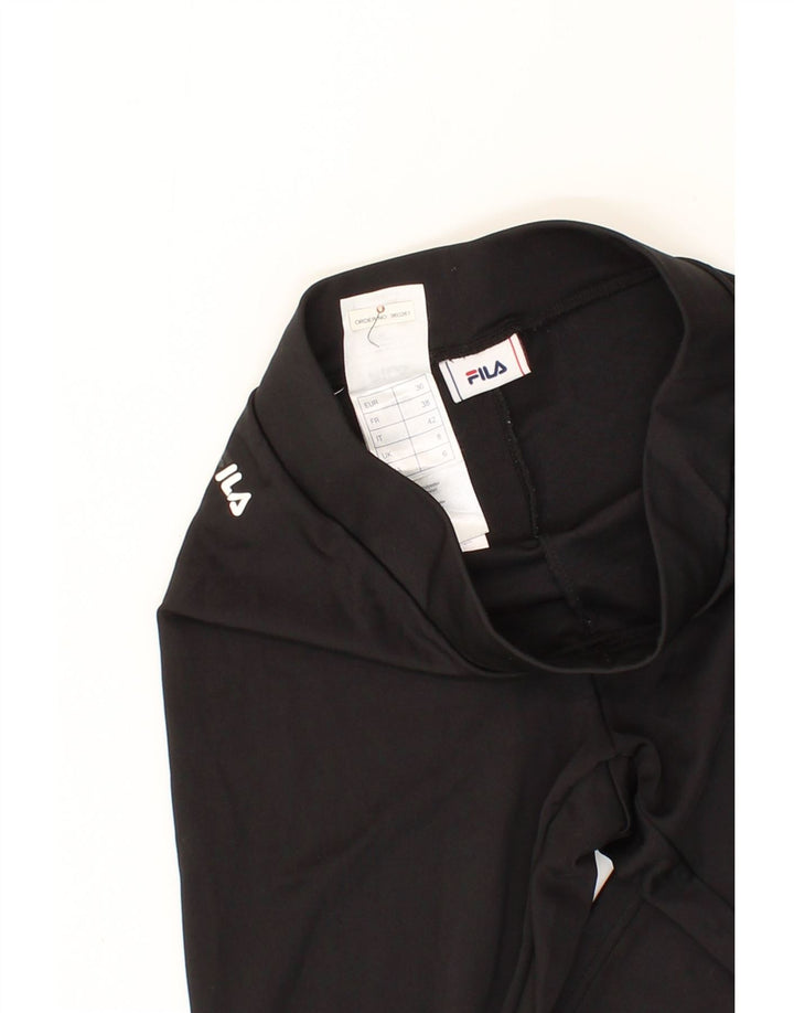 FILA Womens Graphic Leggings UK 8 Small Black Polyester Vintage Fila and Second-Hand Fila from Messina Hembry 