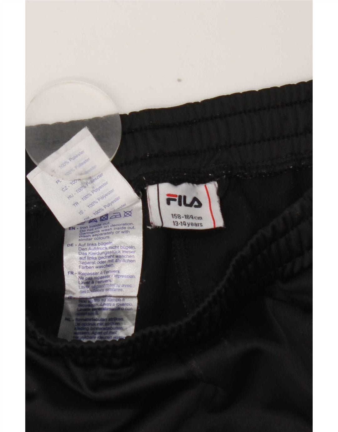 Fila Jungen-Trainingshose mit Grafik, 13–14 Jahre, schwarzes Polyester