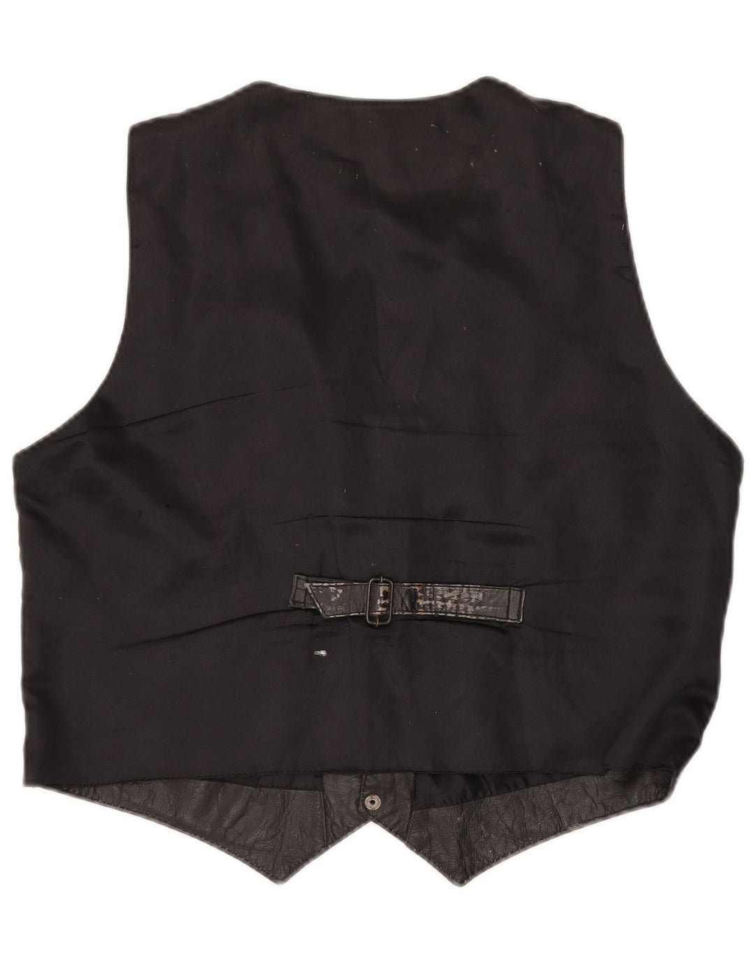 Vintage Mens Leather Waistcoat Large Black