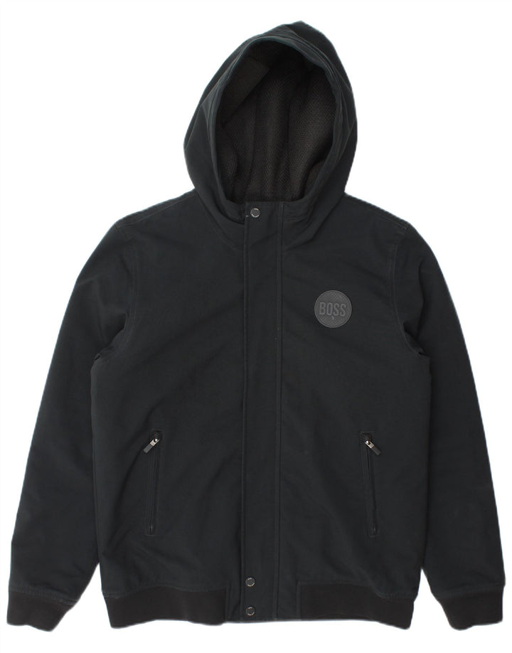 Jachetă bomber cu glugă pentru băieți Hugo Boss 13-14 ani Poliester negru mic