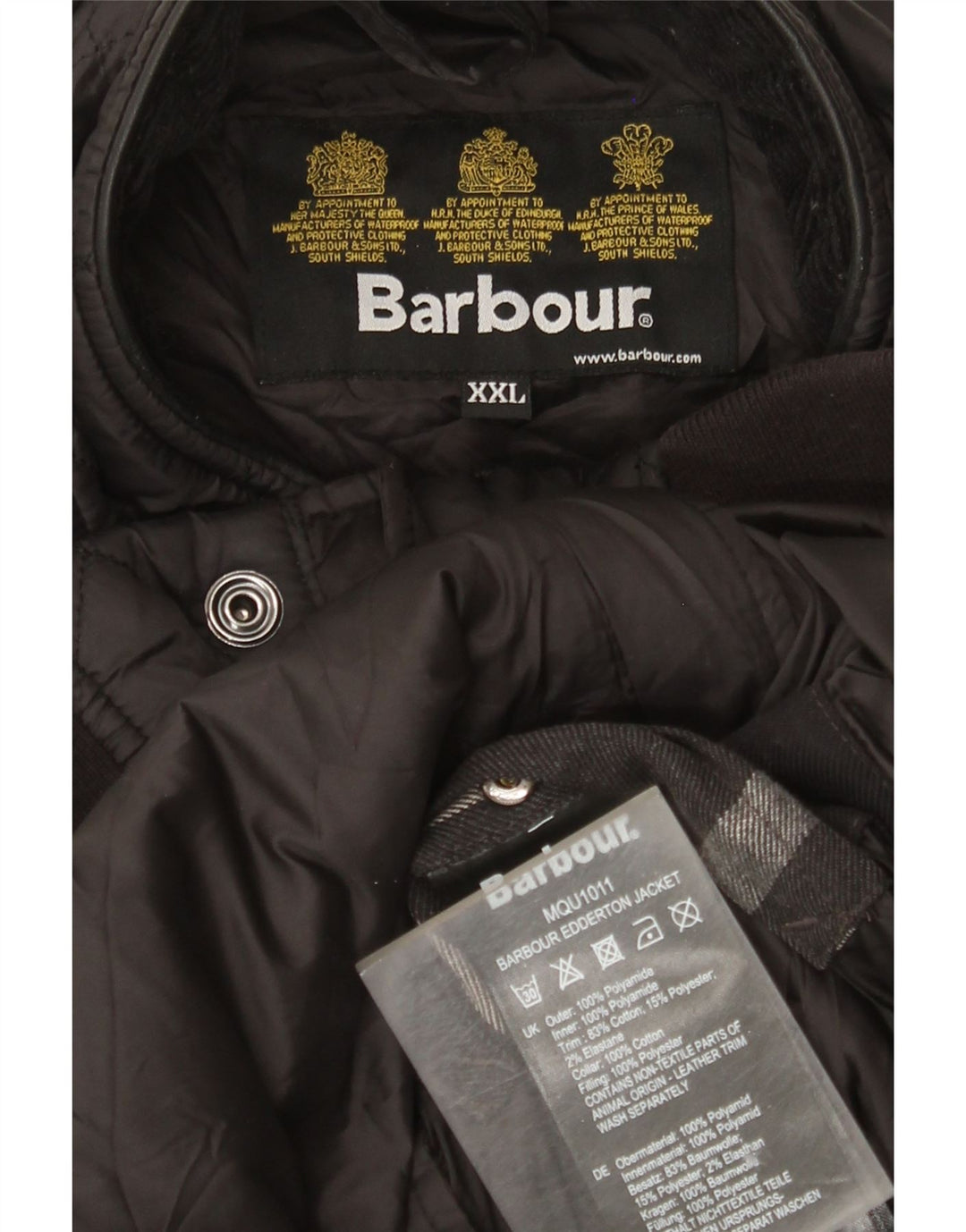 Barbour Mens Quilted Jacket UK 44 2XL Black Polyamide