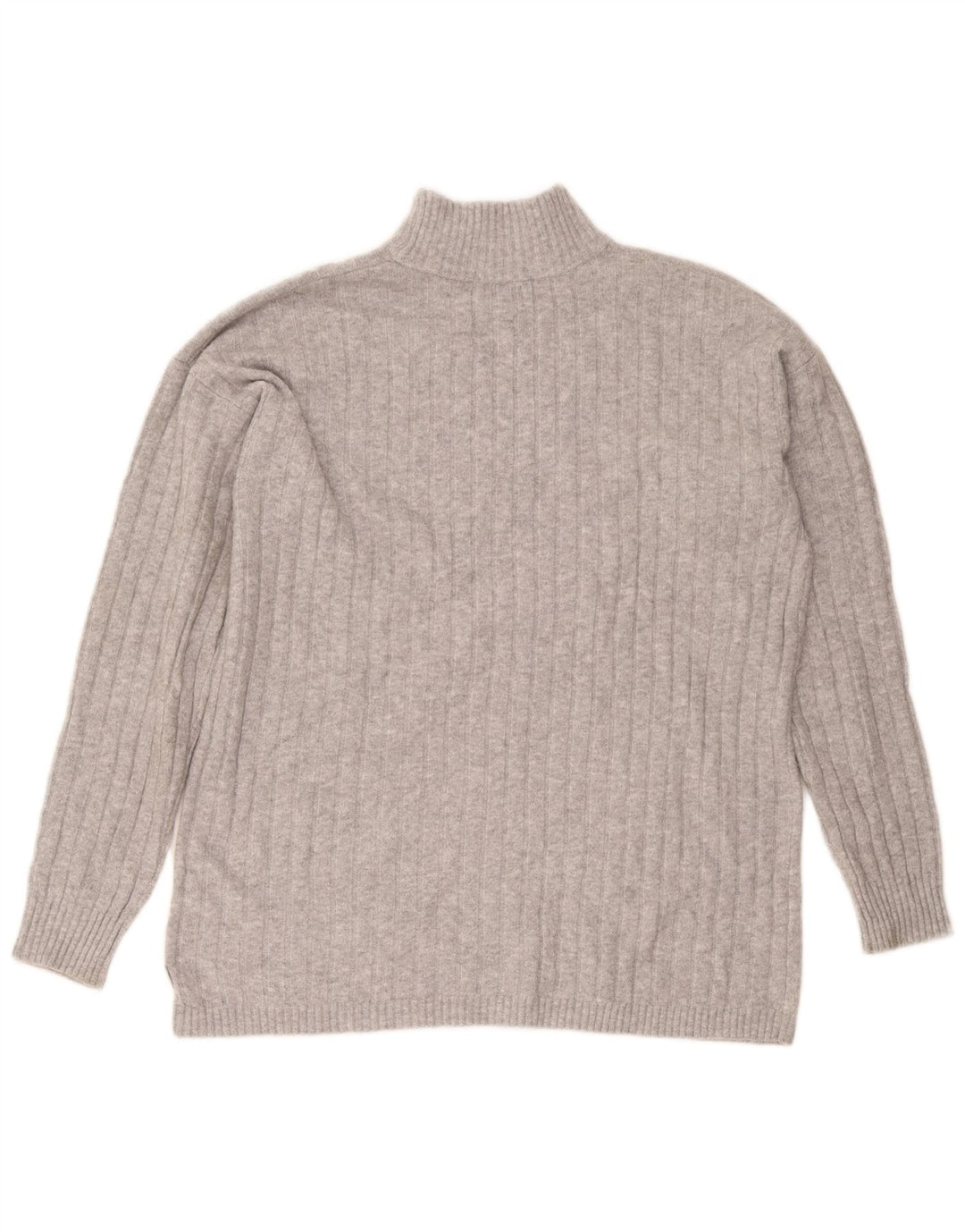 Eddie Bauer Womens Tall Turtle Neck Jumper Sweater UK 14 Medium Grey