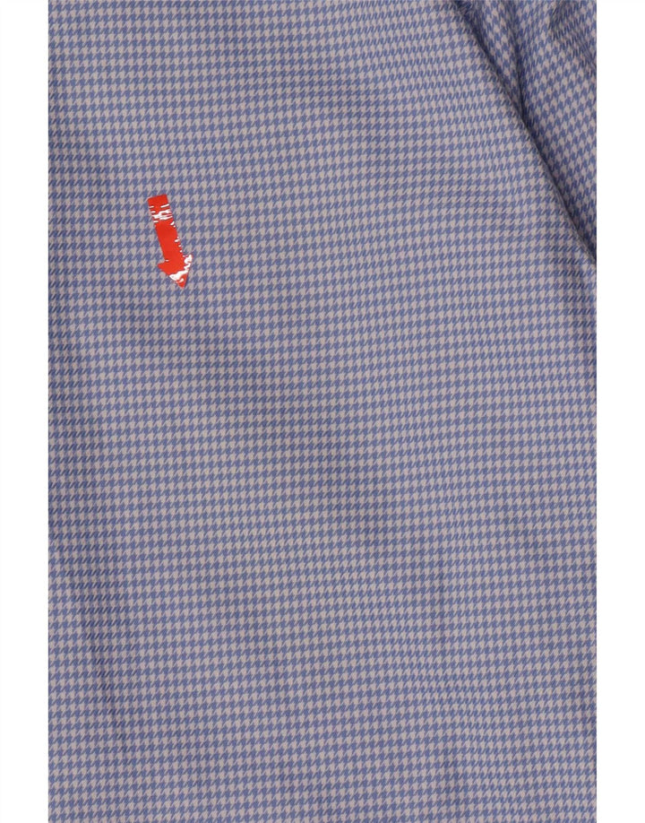 Zara Mens Regular Fit Flannel Shirt Large Blue Houndstooth Cotton