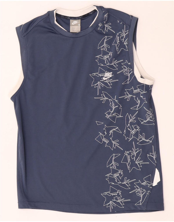 Nike Mens Graphic Vest Top UK 36/38 Small Blue Geometric Polyester