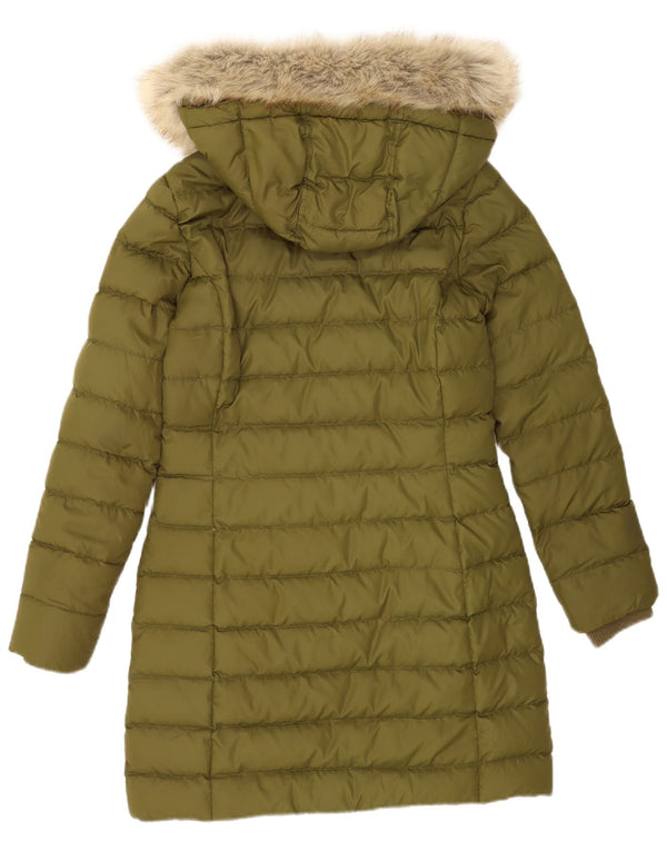 Tommy Hilfiger Abrigo acolchado con capucha para mujer UK 10 Small Poliéster verde