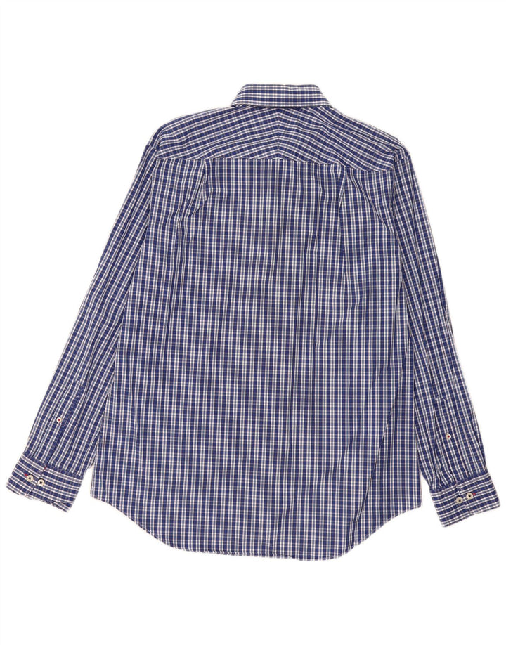 Charles Tyrwhitt Mens Shirt Large Blue Check Cotton