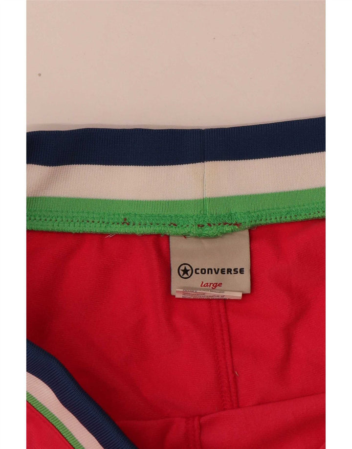 Converse Womens Sport Shorts UK 14 Large Pink Striped Polyester